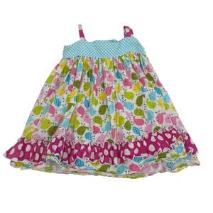 Natalie Grant Mixed Print Polka Dot Chick Print Multicolor Dress Girl's 3T